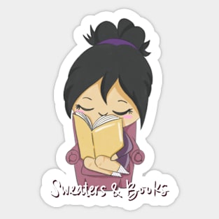 Sweaters and Books Anime Kawaii Girl Sticker